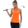 imageMAGCOMSEN Womens Golf Shirt Sleeveless Racerback Polo Shirts Zip Up UPF 50 Quick Dry Tennis Workout Athletic Tank TopsFlorange