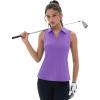 imageMAGCOMSEN Womens Golf Shirt Sleeveless Racerback Polo Shirts Zip Up UPF 50 Quick Dry Tennis Workout Athletic Tank TopsLight Purple