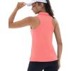 imageMAGCOMSEN Womens Golf Shirt Sleeveless Racerback Polo Shirts Zip Up UPF 50 Quick Dry Tennis Workout Athletic Tank TopsPink