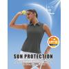 imageMAGCOMSEN Womens Golf Shirt Sleeveless Racerback Polo Shirts Zip Up UPF 50 Quick Dry Tennis Workout Athletic Tank TopsSeagrey