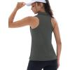 imageMAGCOMSEN Womens Golf Shirt Sleeveless Racerback Polo Shirts Zip Up UPF 50 Quick Dry Tennis Workout Athletic Tank TopsSeagrey