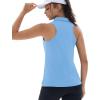 imageMAGCOMSEN Womens Golf Shirt Sleeveless Racerback Polo Shirts Zip Up UPF 50 Quick Dry Tennis Workout Athletic Tank TopsWaterfblue