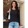 imageMAGCOMSEN Womens Long Sleeve Shirts Casual Crew Neck TShirt 2025 Basic Fall Tops Classicfit Tee Breathable Cotton TopBlack