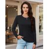 imageMAGCOMSEN Womens Long Sleeve Shirts Casual Crew Neck TShirt 2025 Basic Fall Tops Classicfit Tee Breathable Cotton TopBlack