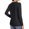 imageMAGCOMSEN Womens Long Sleeve Shirts Casual Crew Neck TShirt 2025 Basic Fall Tops Classicfit Tee Breathable Cotton TopBlack
