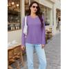 imageMAGCOMSEN Womens Long Sleeve Shirts Casual Crew Neck TShirt 2025 Basic Fall Tops Classicfit Tee Breathable Cotton TopLtpurple