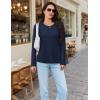 imageMAGCOMSEN Womens Long Sleeve Shirts Casual Crew Neck TShirt 2025 Basic Fall Tops Classicfit Tee Breathable Cotton TopNavyblue
