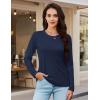 imageMAGCOMSEN Womens Long Sleeve Shirts Casual Crew Neck TShirt 2025 Basic Fall Tops Classicfit Tee Breathable Cotton TopNavyblue