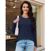 imageMAGCOMSEN Womens Long Sleeve Shirts Casual Crew Neck TShirt 2025 Basic Fall Tops Classicfit Tee Breathable Cotton TopNavyblue