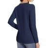 imageMAGCOMSEN Womens Long Sleeve Shirts Casual Crew Neck TShirt 2025 Basic Fall Tops Classicfit Tee Breathable Cotton TopNavyblue