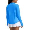 imageMAGCOMSEN Womens Long Sleeve Shirts Sun Protection Half 12 Zip Pullover Rash Guard Quick Dry Hiking Golf Workout TopsAzure