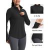 imageMAGCOMSEN Womens Long Sleeve Shirts Sun Protection Half 12 Zip Pullover Rash Guard Quick Dry Hiking Golf Workout TopsBlack