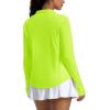imageMAGCOMSEN Womens Long Sleeve Shirts Sun Protection Half 12 Zip Pullover Rash Guard Quick Dry Hiking Golf Workout TopsFluorescent Green