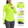 imageMAGCOMSEN Womens Long Sleeve Shirts Sun Protection Half 12 Zip Pullover Rash Guard Quick Dry Hiking Golf Workout TopsFluorescent Green