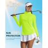 imageMAGCOMSEN Womens Long Sleeve Shirts Sun Protection Half 12 Zip Pullover Rash Guard Quick Dry Hiking Golf Workout TopsFluorescent Green