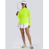 imageMAGCOMSEN Womens Long Sleeve Shirts Sun Protection Half 12 Zip Pullover Rash Guard Quick Dry Hiking Golf Workout TopsFluorescent Green