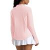 imageMAGCOMSEN Womens Long Sleeve Shirts Sun Protection Half 12 Zip Pullover Rash Guard Quick Dry Hiking Golf Workout TopsLight Pink