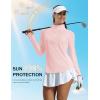 imageMAGCOMSEN Womens Long Sleeve Shirts Sun Protection Half 12 Zip Pullover Rash Guard Quick Dry Hiking Golf Workout TopsLight Pink