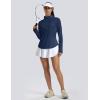 imageMAGCOMSEN Womens Long Sleeve Shirts Sun Protection Half 12 Zip Pullover Rash Guard Quick Dry Hiking Golf Workout TopsNavy