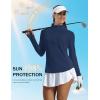 imageMAGCOMSEN Womens Long Sleeve Shirts Sun Protection Half 12 Zip Pullover Rash Guard Quick Dry Hiking Golf Workout TopsNavy