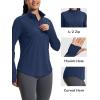 imageMAGCOMSEN Womens Long Sleeve Shirts Sun Protection Half 12 Zip Pullover Rash Guard Quick Dry Hiking Golf Workout TopsNavy