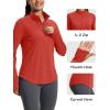 imageMAGCOMSEN Womens Long Sleeve Shirts Sun Protection Half 12 Zip Pullover Rash Guard Quick Dry Hiking Golf Workout TopsRed