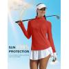 imageMAGCOMSEN Womens Long Sleeve Shirts Sun Protection Half 12 Zip Pullover Rash Guard Quick Dry Hiking Golf Workout TopsRed