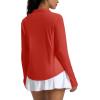 imageMAGCOMSEN Womens Long Sleeve Shirts Sun Protection Half 12 Zip Pullover Rash Guard Quick Dry Hiking Golf Workout TopsRed