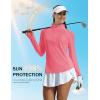 imageMAGCOMSEN Womens Long Sleeve Shirts Sun Protection Half 12 Zip Pullover Rash Guard Quick Dry Hiking Golf Workout TopsRose Red