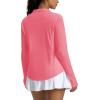 imageMAGCOMSEN Womens Long Sleeve Shirts Sun Protection Half 12 Zip Pullover Rash Guard Quick Dry Hiking Golf Workout TopsRose Red