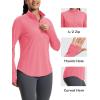 imageMAGCOMSEN Womens Long Sleeve Shirts Sun Protection Half 12 Zip Pullover Rash Guard Quick Dry Hiking Golf Workout TopsRose Red
