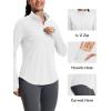 imageMAGCOMSEN Womens Long Sleeve Shirts Sun Protection Half 12 Zip Pullover Rash Guard Quick Dry Hiking Golf Workout TopsWhite
