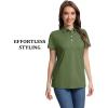 imageMAGCOMSEN Womens Polo Shirts Short Sleeve Quick Dry Golf TShirts Collared Golf Tops for Work Casual 4 ButtonsArmy Green