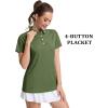 imageMAGCOMSEN Womens Polo Shirts Short Sleeve Quick Dry Golf TShirts Collared Golf Tops for Work Casual 4 ButtonsArmy Green