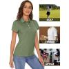 imageMAGCOMSEN Womens Polo Shirts Short Sleeve Quick Dry Golf TShirts Collared Golf Tops for Work Casual 4 ButtonsArmy Green