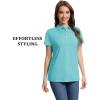 imageMAGCOMSEN Womens Polo Shirts Short Sleeve Quick Dry Golf TShirts Collared Golf Tops for Work Casual 4 ButtonsLight Green
