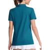 imageMAGCOMSEN Womens Polo Shirts Short Sleeve Quick Dry Golf TShirts Collared Golf Tops for Work Casual 4 ButtonsPeacock Blue