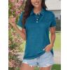 imageMAGCOMSEN Womens Polo Shirts Short Sleeve Quick Dry Golf TShirts Collared Golf Tops for Work Casual 4 ButtonsPeacock Blue