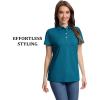 imageMAGCOMSEN Womens Polo Shirts Short Sleeve Quick Dry Golf TShirts Collared Golf Tops for Work Casual 4 ButtonsPeacock Blue