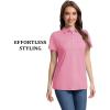 imageMAGCOMSEN Womens Polo Shirts Short Sleeve Quick Dry Golf TShirts Collared Golf Tops for Work Casual 4 ButtonsPink
