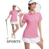 imageMAGCOMSEN Womens Polo Shirts Short Sleeve Quick Dry Golf TShirts Collared Golf Tops for Work Casual 4 ButtonsPink