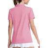 imageMAGCOMSEN Womens Polo Shirts Short Sleeve Quick Dry Golf TShirts Collared Golf Tops for Work Casual 4 ButtonsPink