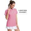 imageMAGCOMSEN Womens Polo Shirts Short Sleeve Quick Dry Golf TShirts Collared Golf Tops for Work Casual 4 ButtonsPink