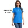imageMAGCOMSEN Womens Polo Shirts Short Sleeve Quick Dry Golf TShirts Collared Golf Tops for Work Casual 4 ButtonsSea Blue