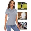 imageMAGCOMSEN Womens Polo Shirts Short Sleeve Quick Dry Golf TShirts Collared Golf Tops for Work Casual 4 ButtonsSilver
