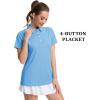 imageMAGCOMSEN Womens Polo Shirts Short Sleeve Quick Dry Golf TShirts Collared Golf Tops for Work Casual 4 ButtonsSky Blue