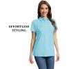 imageMAGCOMSEN Womens Polo Shirts Short Sleeve Quick Dry Golf TShirts Collared Golf Tops for Work Casual 4 ButtonsWater Blue