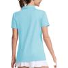imageMAGCOMSEN Womens Polo Shirts Short Sleeve Quick Dry Golf TShirts Collared Golf Tops for Work Casual 4 ButtonsWater Blue