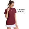 imageMAGCOMSEN Womens Polo Shirts Short Sleeve Quick Dry Golf TShirts Collared Golf Tops for Work Casual 4 ButtonsWine Red
