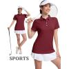imageMAGCOMSEN Womens Polo Shirts Short Sleeve Quick Dry Golf TShirts Collared Golf Tops for Work Casual 4 ButtonsWine Red